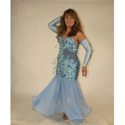 Bauchtanzkleid aus Lycra mit Chiffoneinsatz